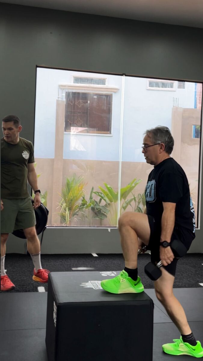 Bootcamp step-ups at CrossFit Angkor, Siem Reap