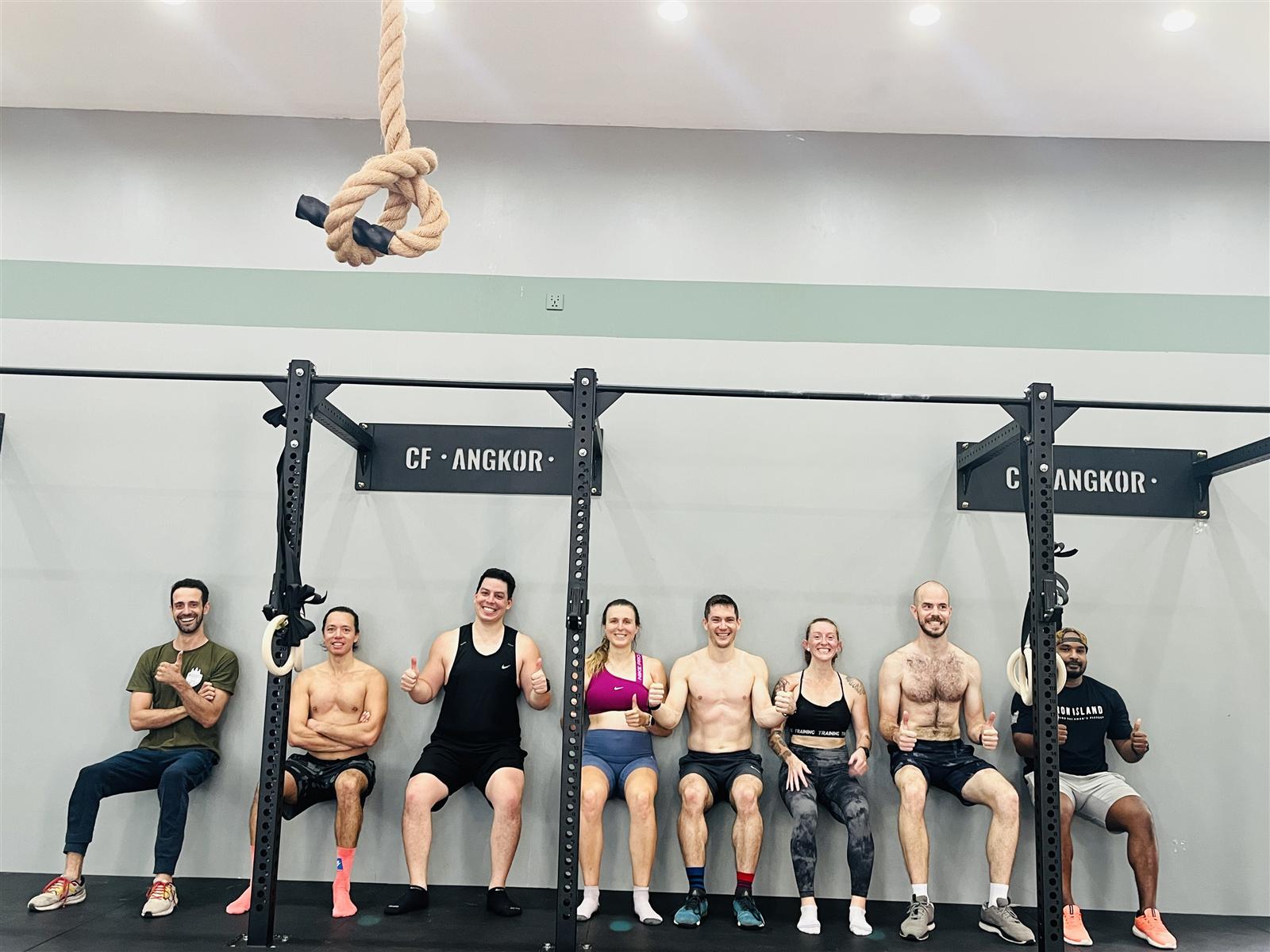 Members of CrossFit Angkor gathered on the rig after class, Siem Reap
