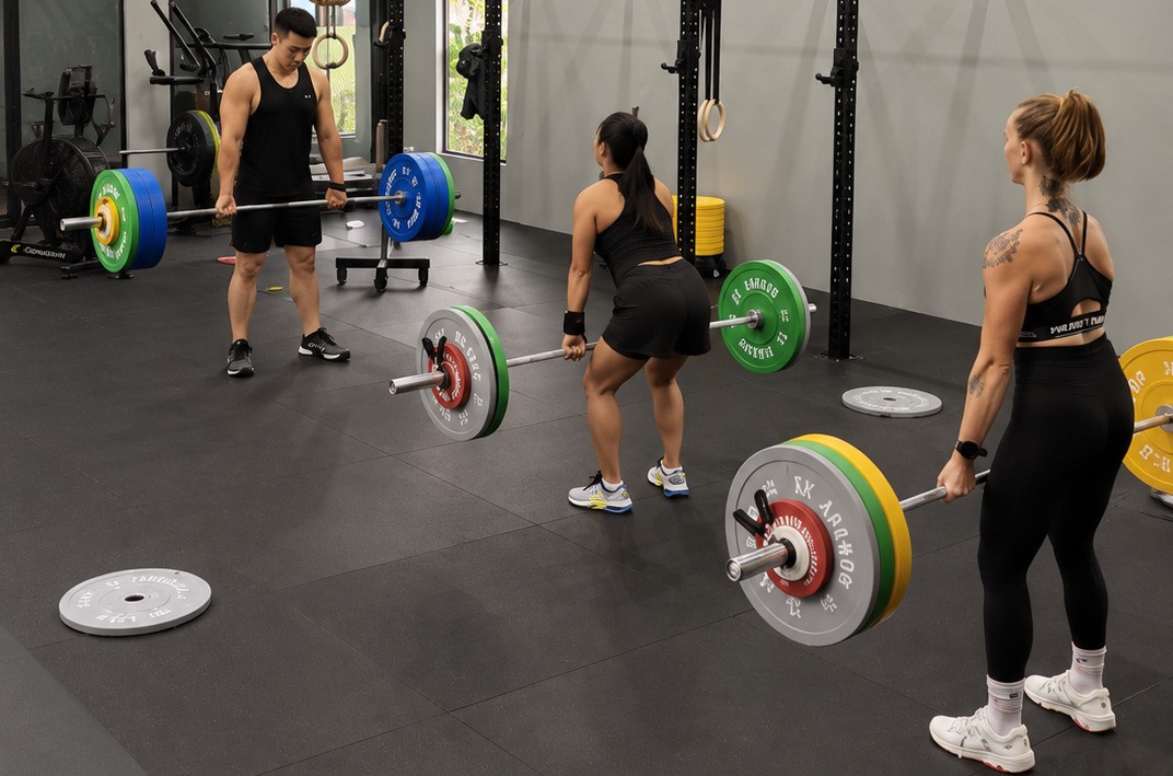 CrossFit athletes deadlifting at CrossFit Angkor