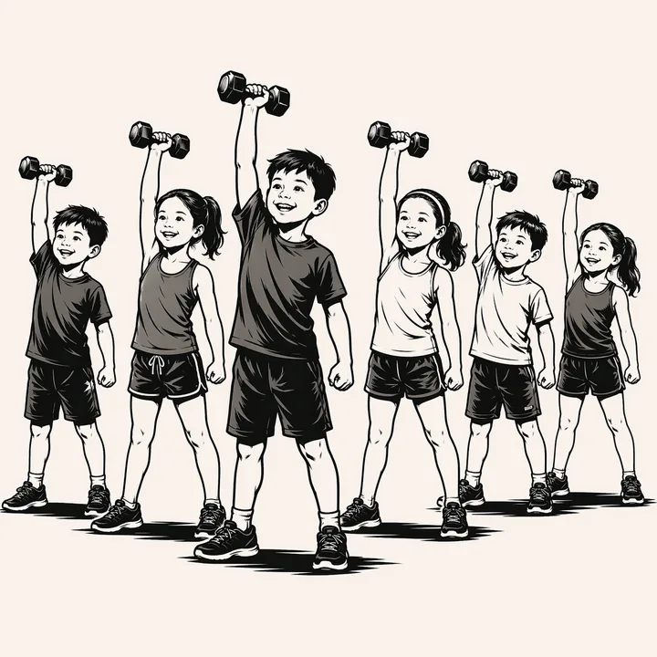 Illustration of kids fitness training